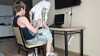 asked stepbrother to help with homework&comma; deepthroat blowjob and ass fucking part 1